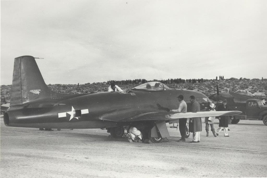 XP-80A being prepped for first flight, 8 Jan 1944