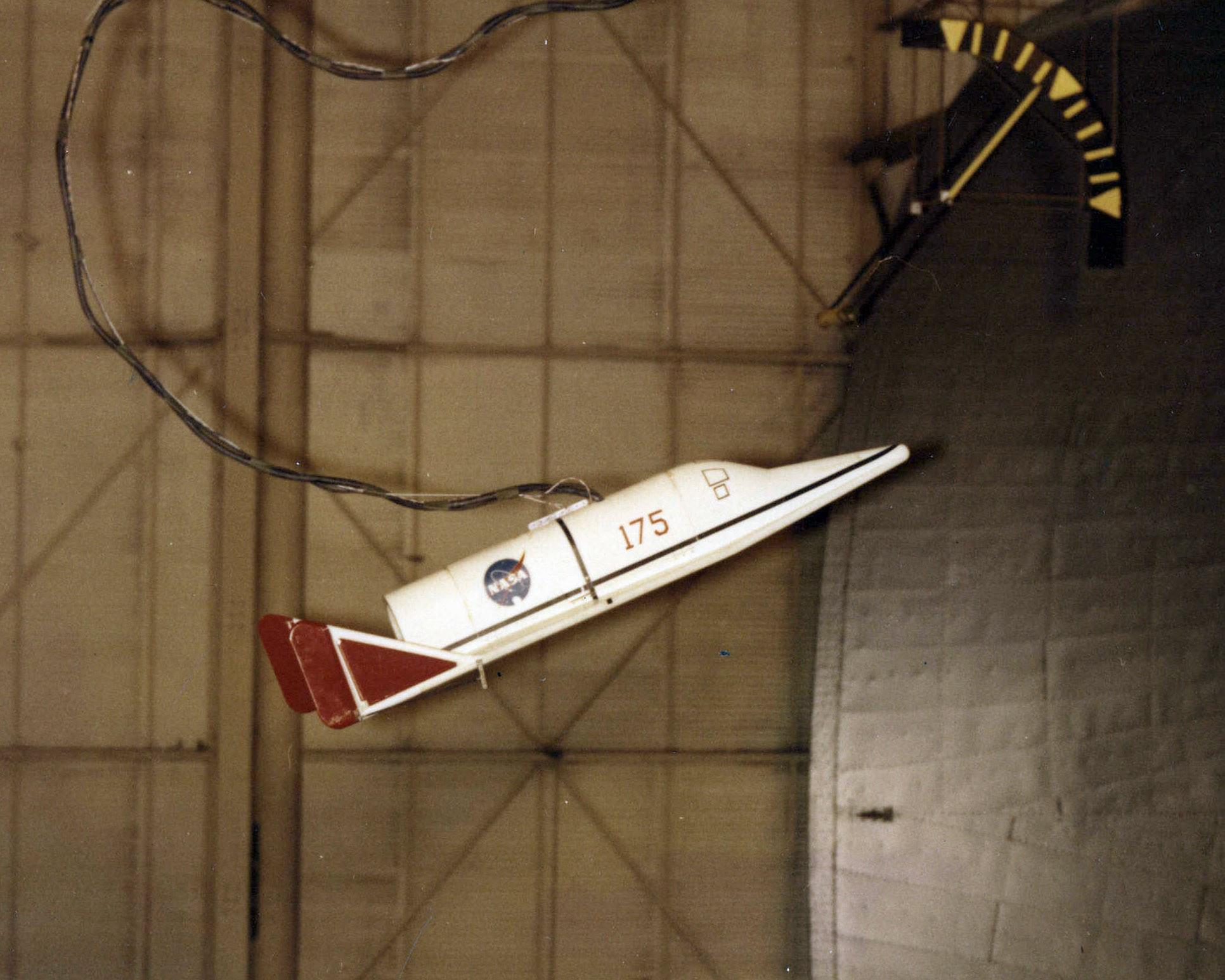 A model of the X-20 Dyna-Soar during wind tunnel testing