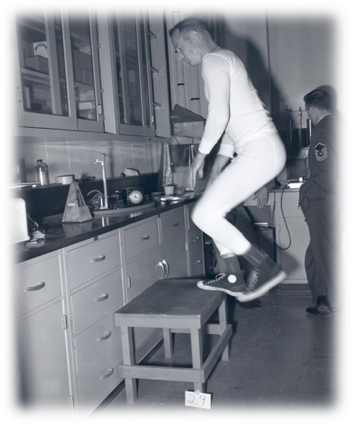 Astronaut participating in Harvard Step Test